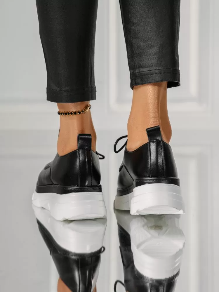 Pantofi casual dama negri din piele ecologica Iris #18270