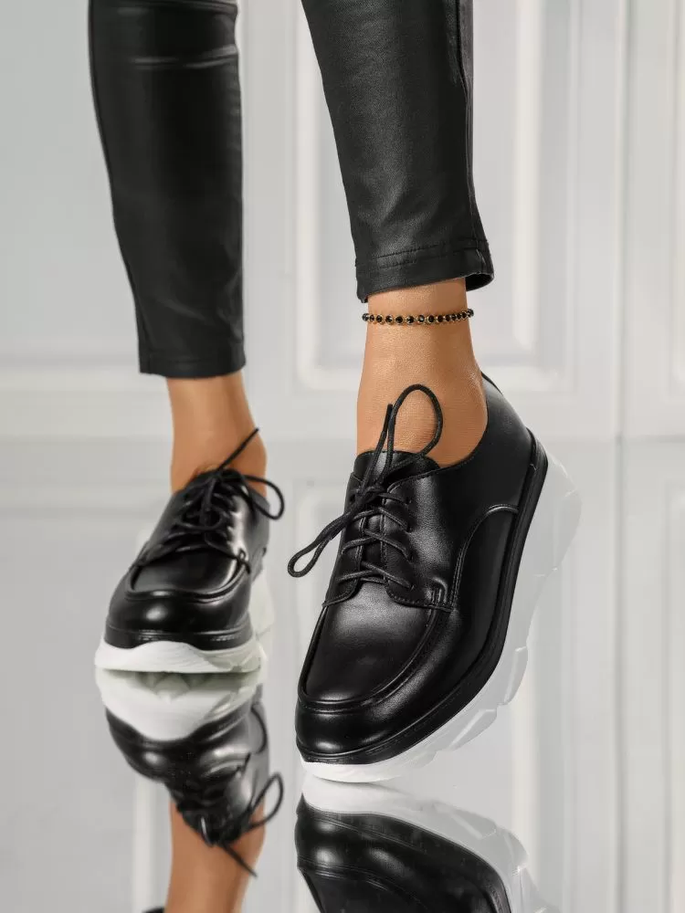 Pantofi casual dama negri din piele ecologica Iris #18270