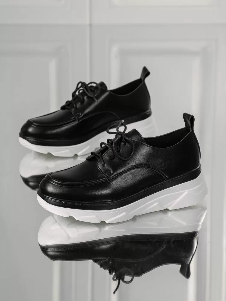Pantofi casual dama negri din piele ecologica Iris #18270