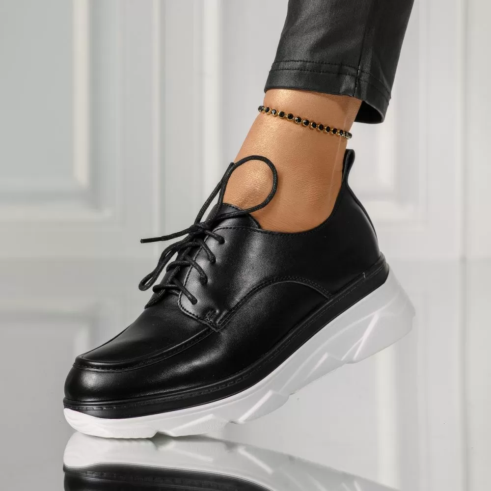 Pantofi casual dama negri din piele ecologica Iris #18270