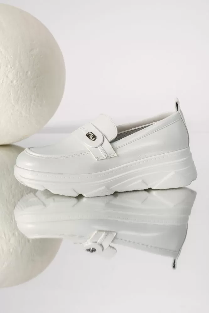 Pantofi casual dama albi din piele ecologica Athena #18271