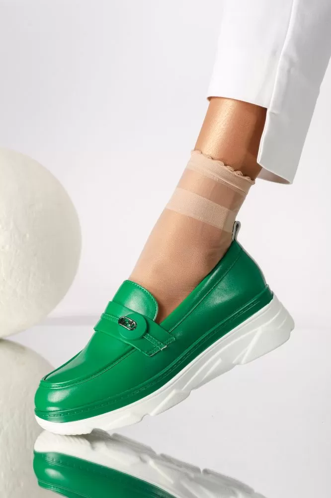 Pantofi casual dama verzi din piele ecologica Athena #18275