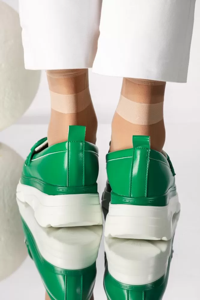 Pantofi casual dama verzi din piele ecologica Athena #18275