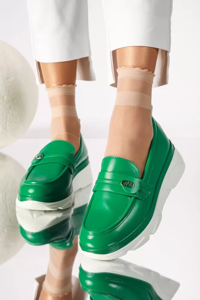 Pantofi casual dama verzi din piele ecologica Athena #18275