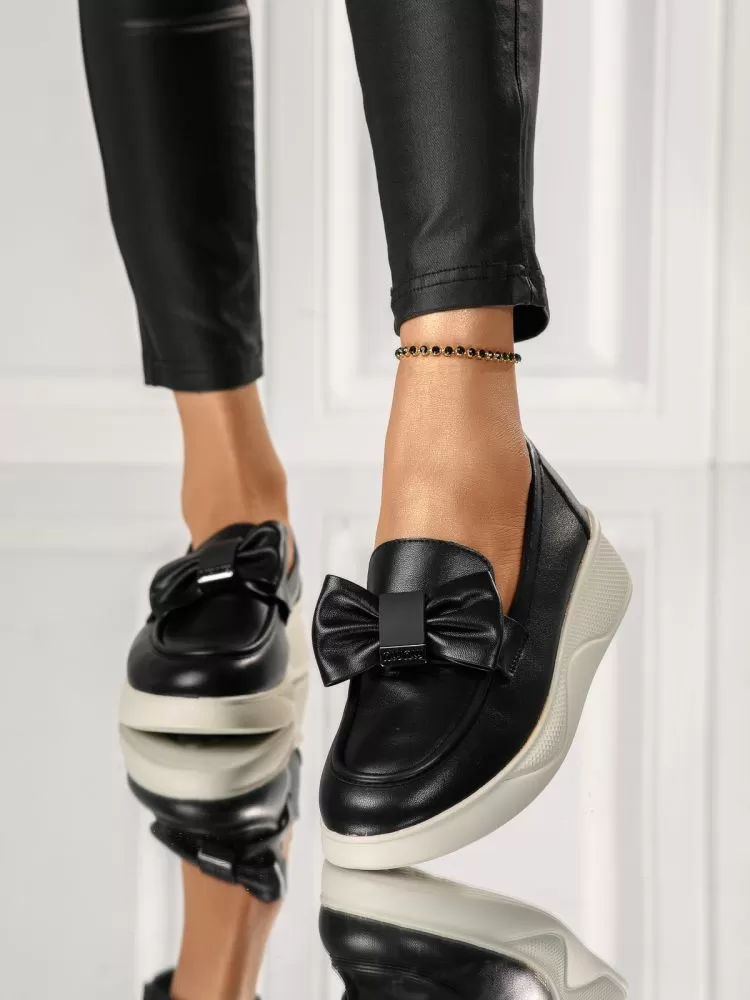 Pantofi casual dama negri din piele ecologica Ember #18290