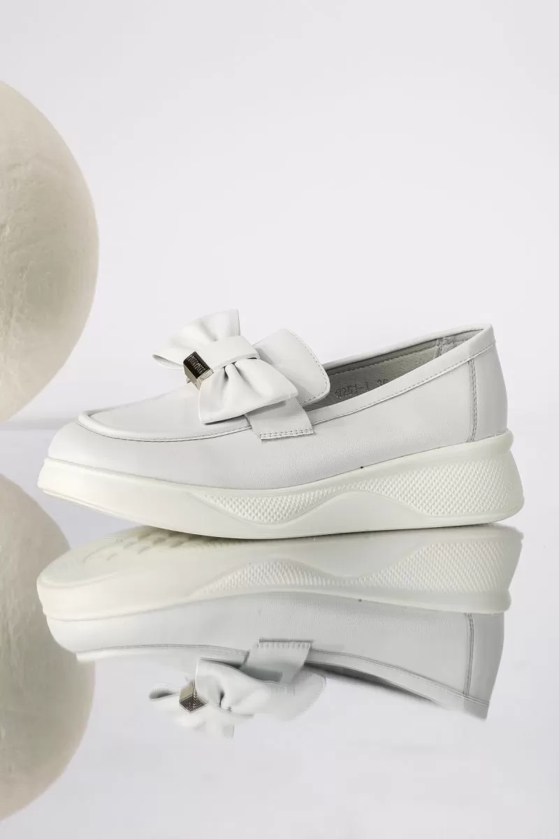 Pantofi casual dama albi din piele ecologica Ember #18292