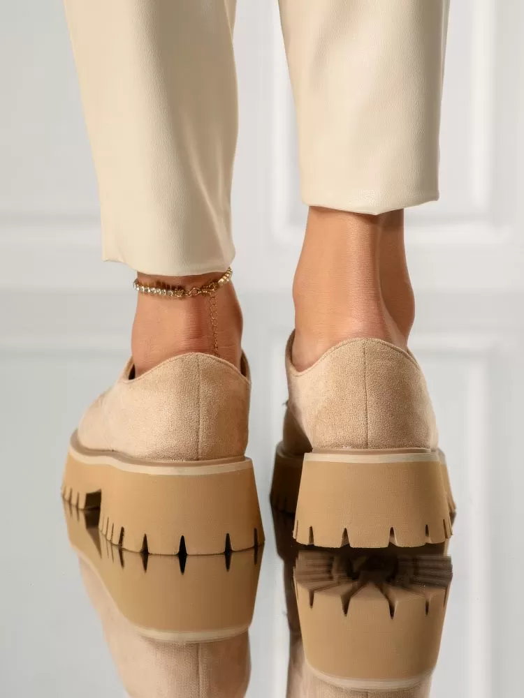 Pantofi casual dama maro din piele ecologica intoarsa June2 #18296