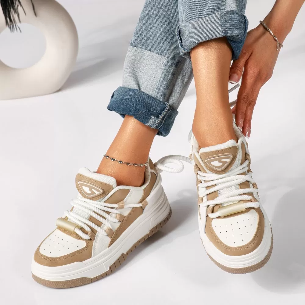 Adidasi dama khaki din piele ecologica Marga #18304