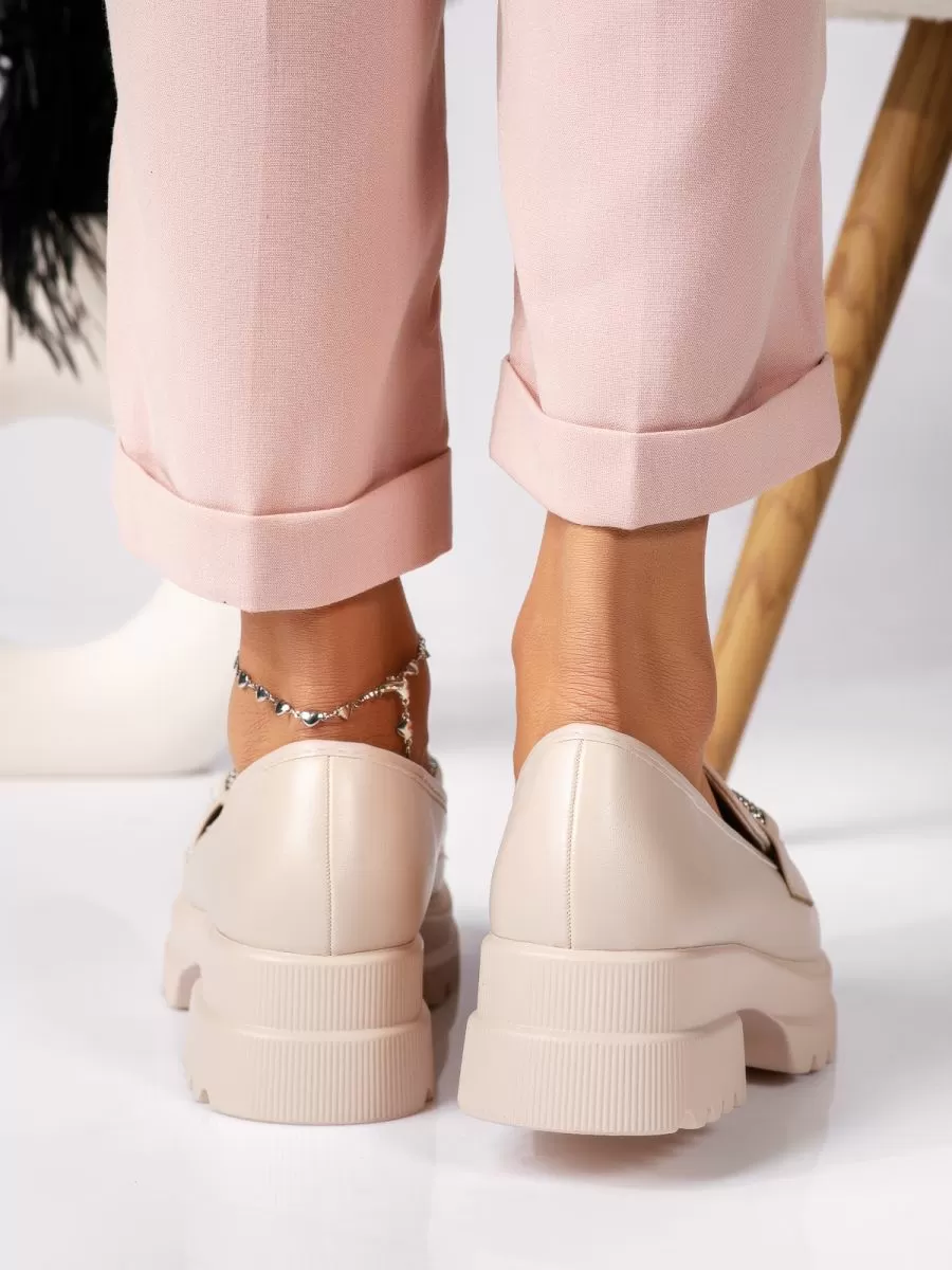 Pantofi casual dama bej din piele ecologica Ava #18306
