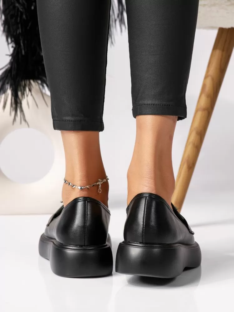 Pantofi casual dama negri din piele ecologica Ivy #18323