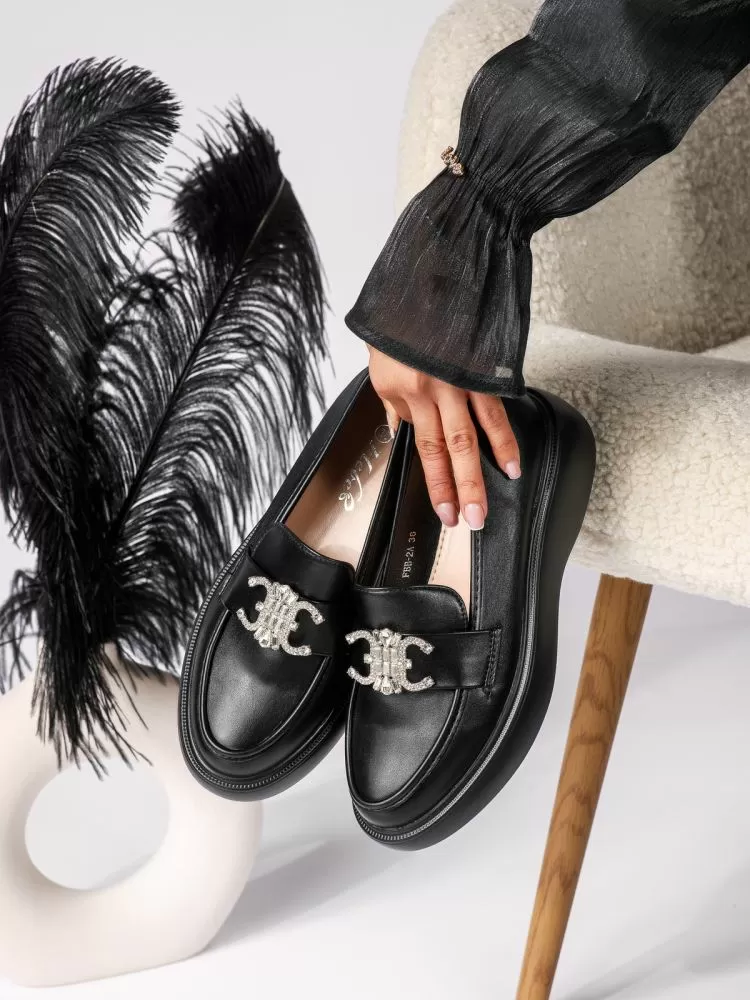 Pantofi casual dama negri din piele ecologica Ivy #18323