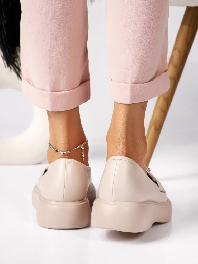 Pantofi casual dama bej din piele ecologica Ivy #18324