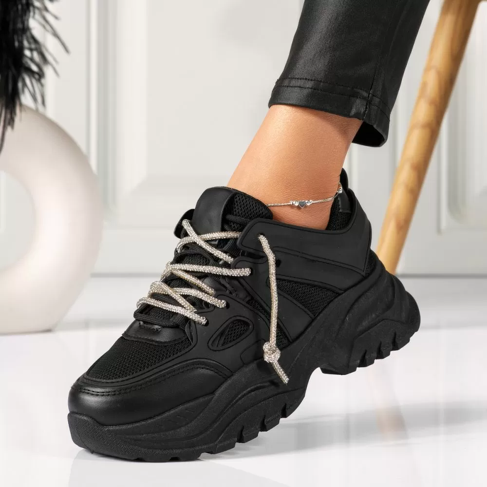 Adidasi dama negri din piele ecologica Ellie #18461