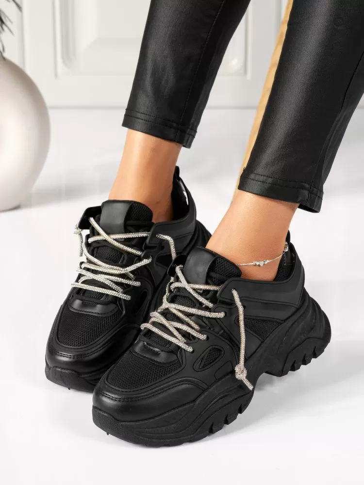 Adidasi dama negri din piele ecologica Ellie #18461