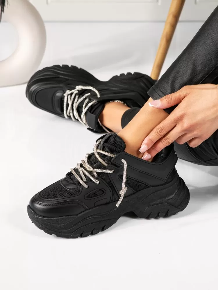 Adidasi dama negri din piele ecologica Ellie #18461