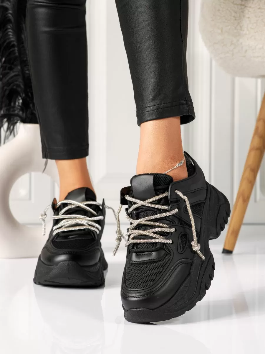 Adidasi dama negri din piele ecologica Ellie #18461