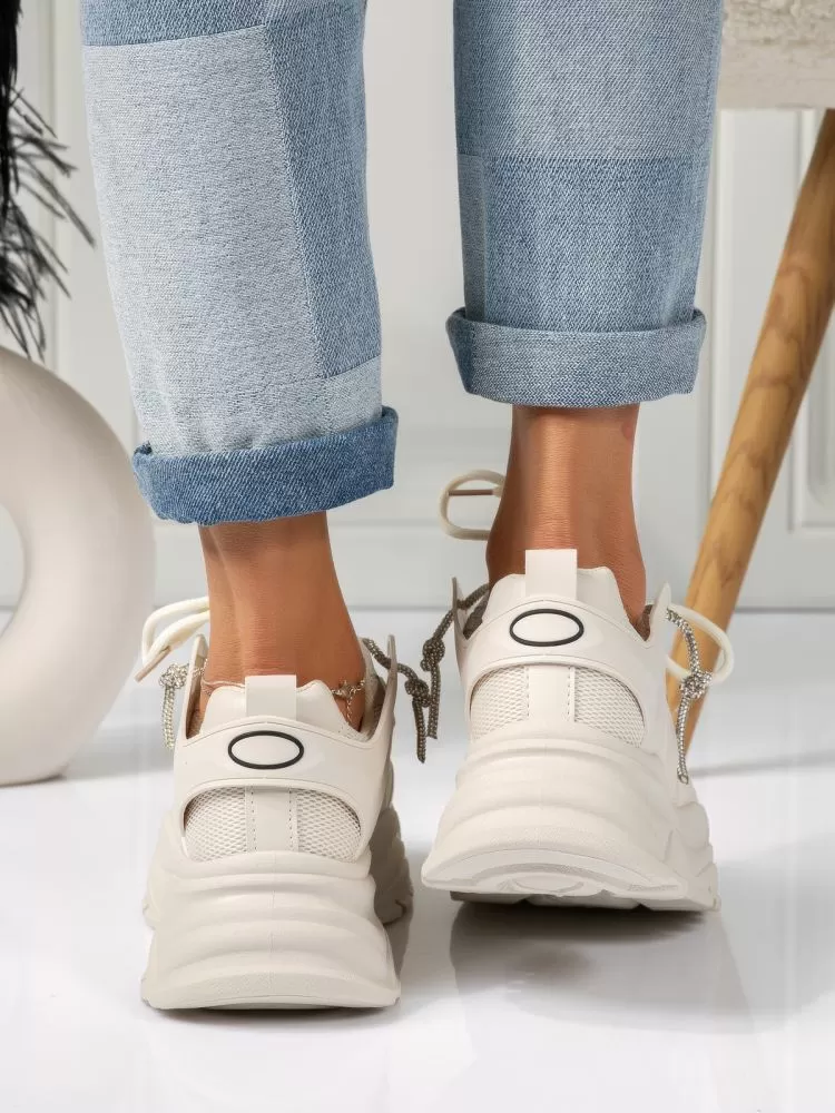 Adidasi dama bej din piele ecologica Ellie #18463