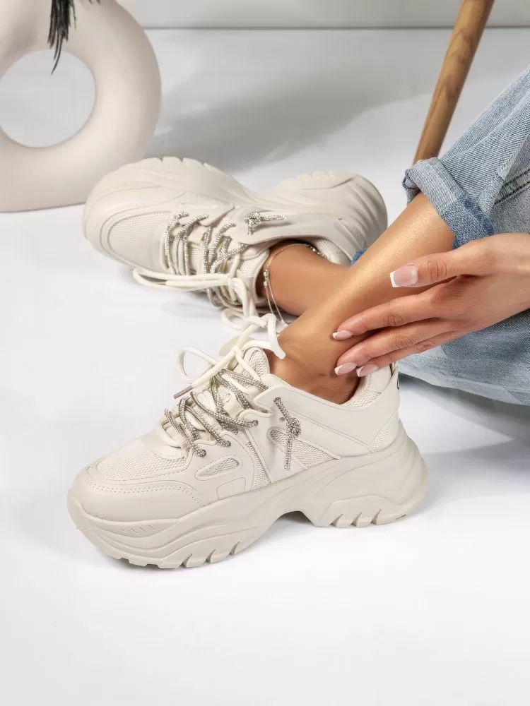 Adidasi dama bej din piele ecologica Ellie #18463