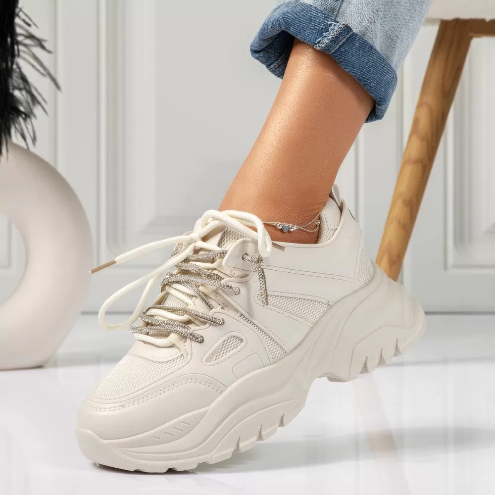Adidasi dama bej din piele ecologica Ellie #18463