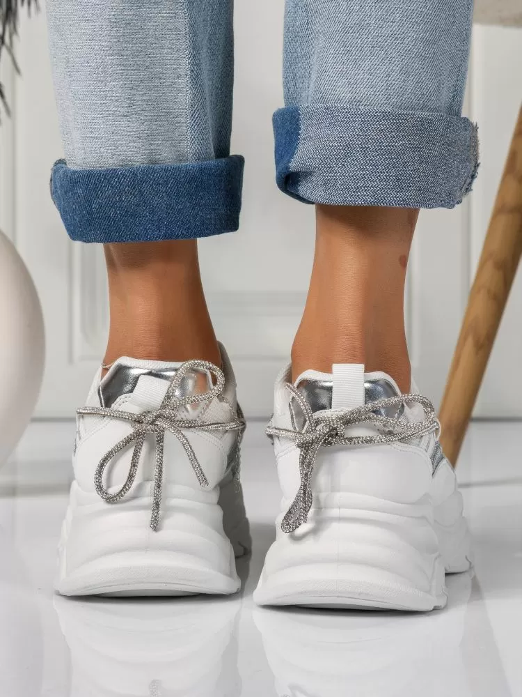 Adidasi dama albi din piele ecologica Willow #18468