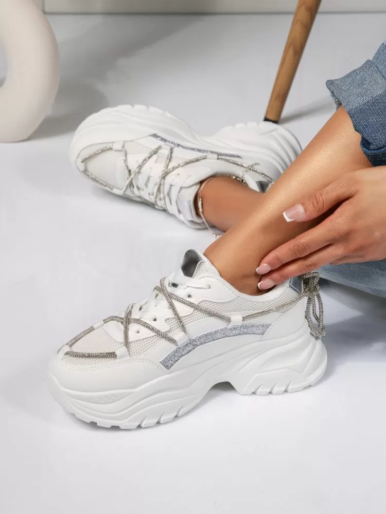 Adidasi dama albi din piele ecologica Willow #18468