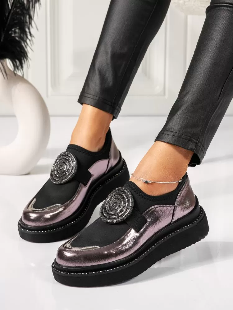 Pantofi casual dama gri din piele ecologica Criss #18508