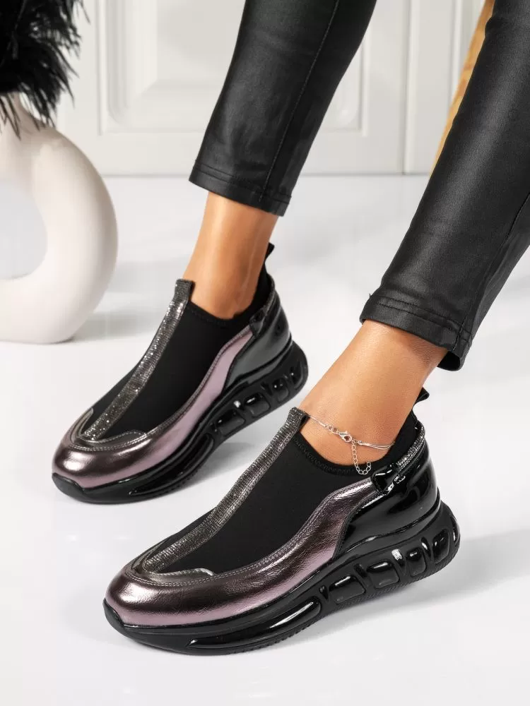 Pantofi casual dama gri din piele ecologica Candace #18509