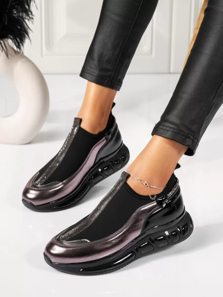 Pantofi casual dama gri din piele ecologica Candace #18509