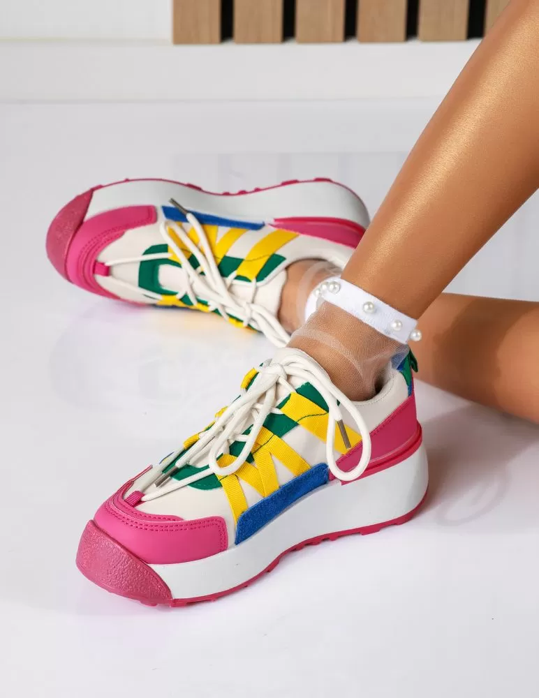Adidasi dama fucsia din piele ecologica Leonard #18636