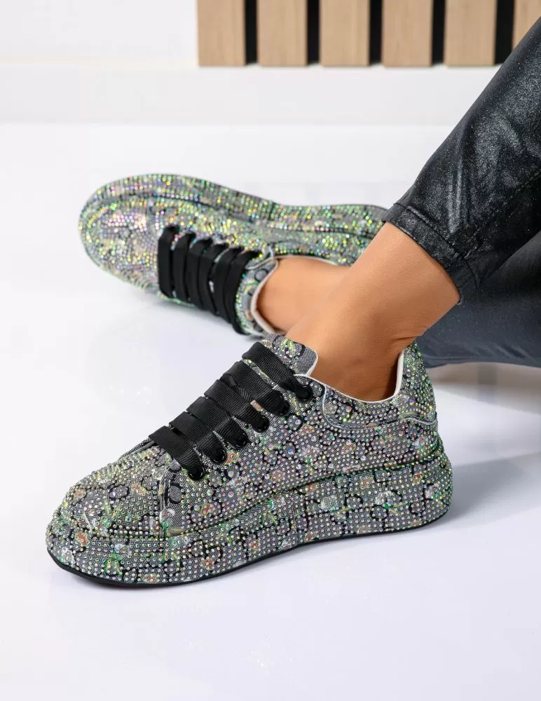 Adidasi dama negri din material textil Olivia #18664