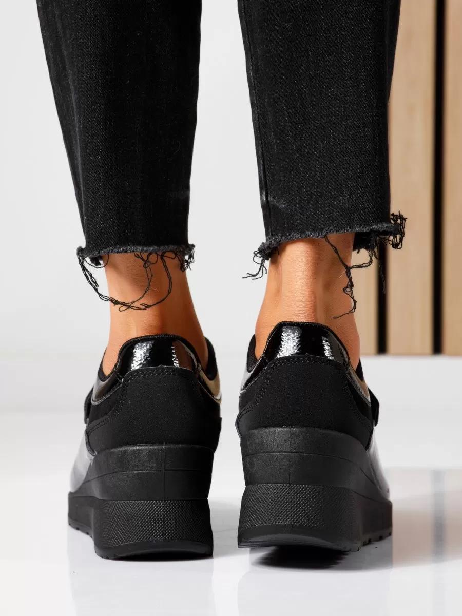 Adidasi dama cu platforma negri din piele ecologica Anais #18700