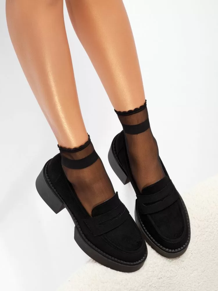 Pantofi casual dama negri din piele ecologica intoarsa Luca #18732