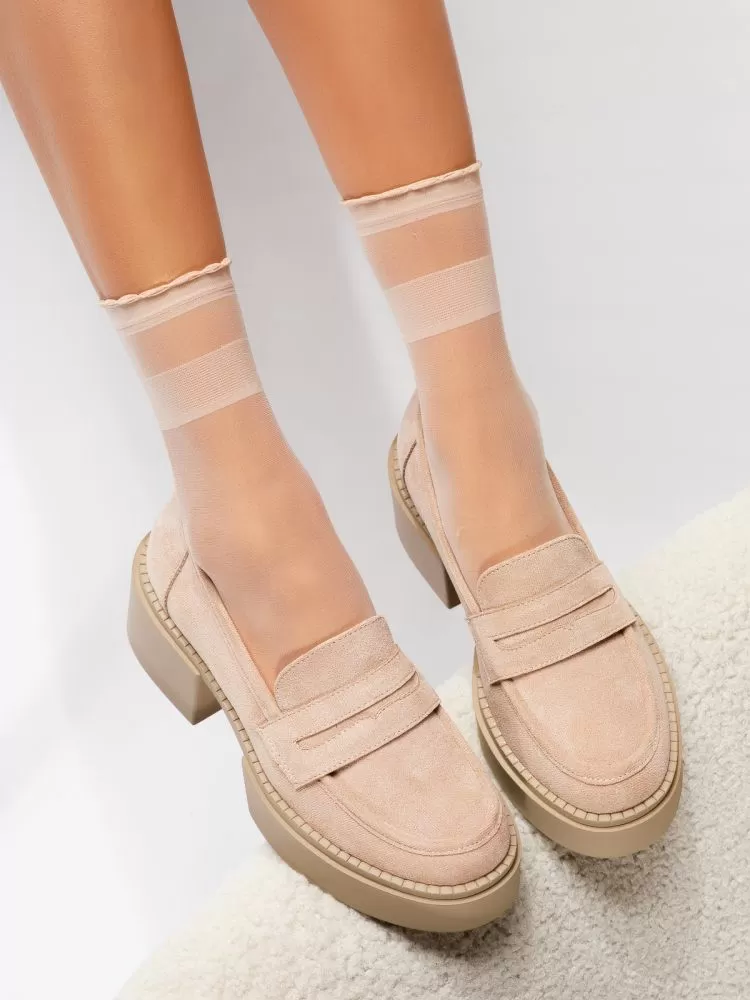 Pantofi casual dama bej din piele ecologica intoarsa Luca #18733