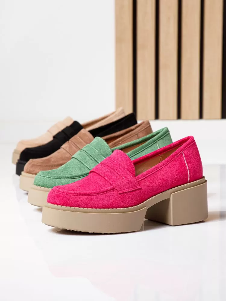 Pantofi casual dama bej din piele ecologica intoarsa Luca #18733