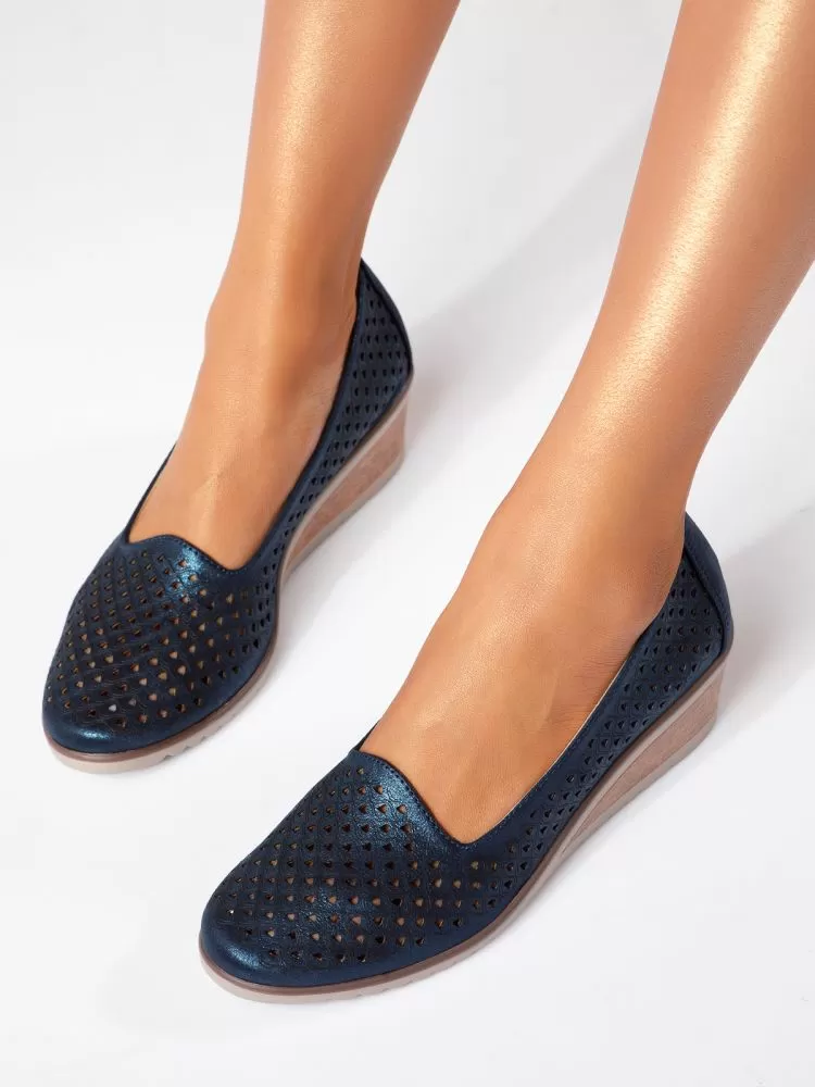 Pantofi dama cu platforma bleumarin din piele ecologica Hazel #18742