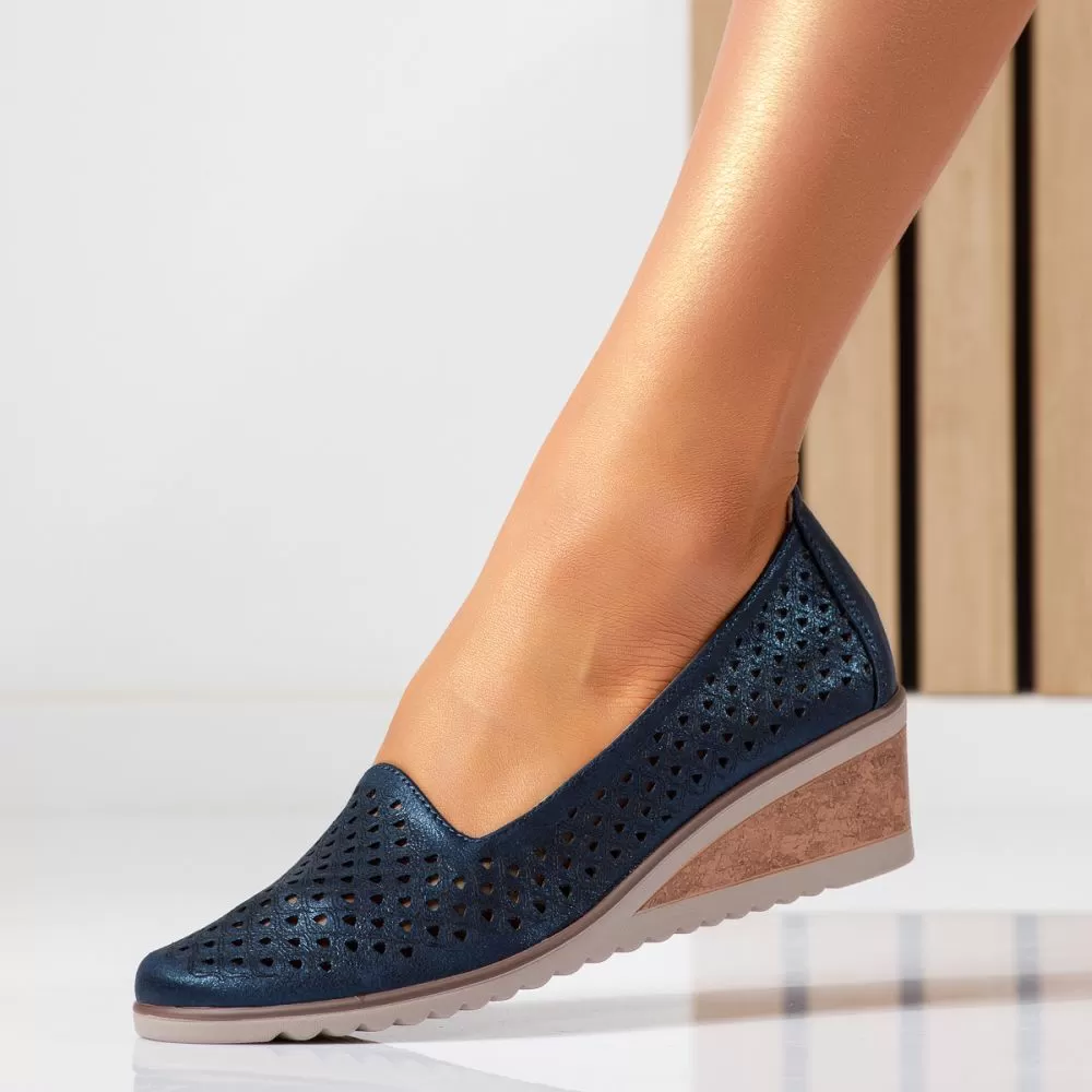 Pantofi dama cu platforma bleumarin din piele ecologica Hazel #18742