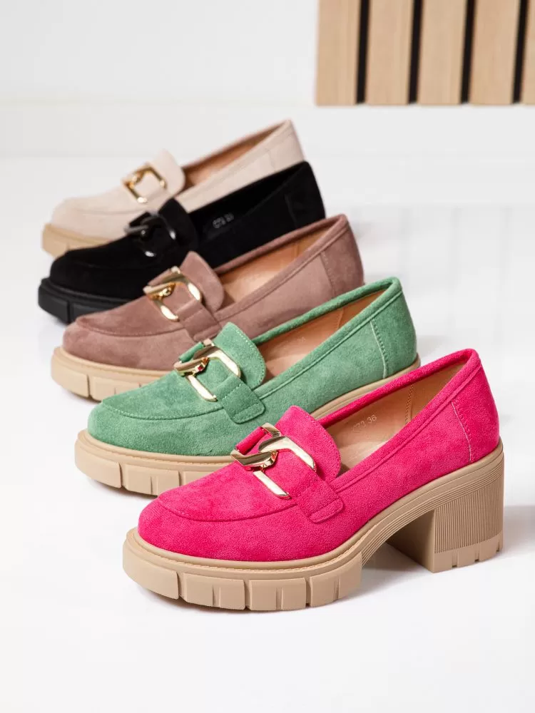 Pantofi casual dama verzi din piele ecologica intoarsa Mila #18744