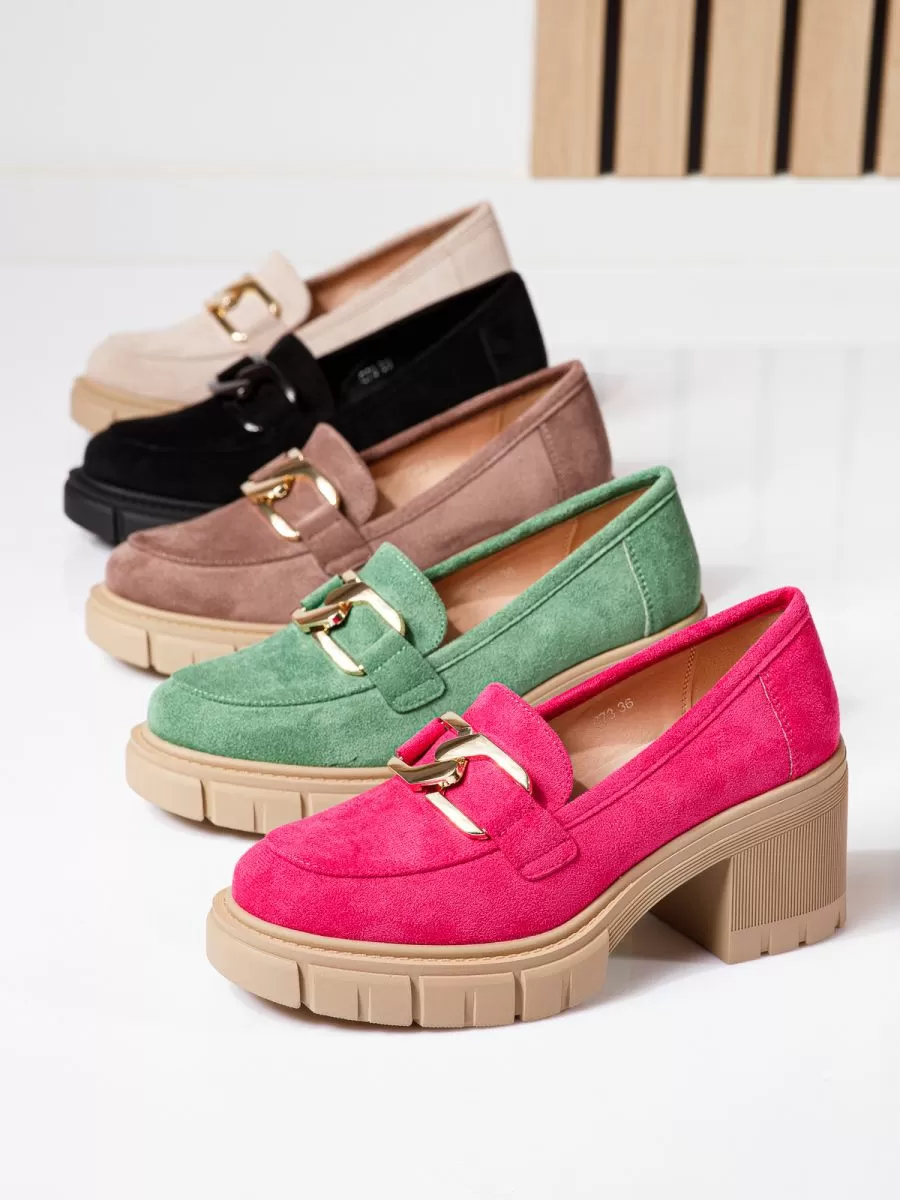 Pantofi casual dama verzi din piele ecologica intoarsa Mila #18744