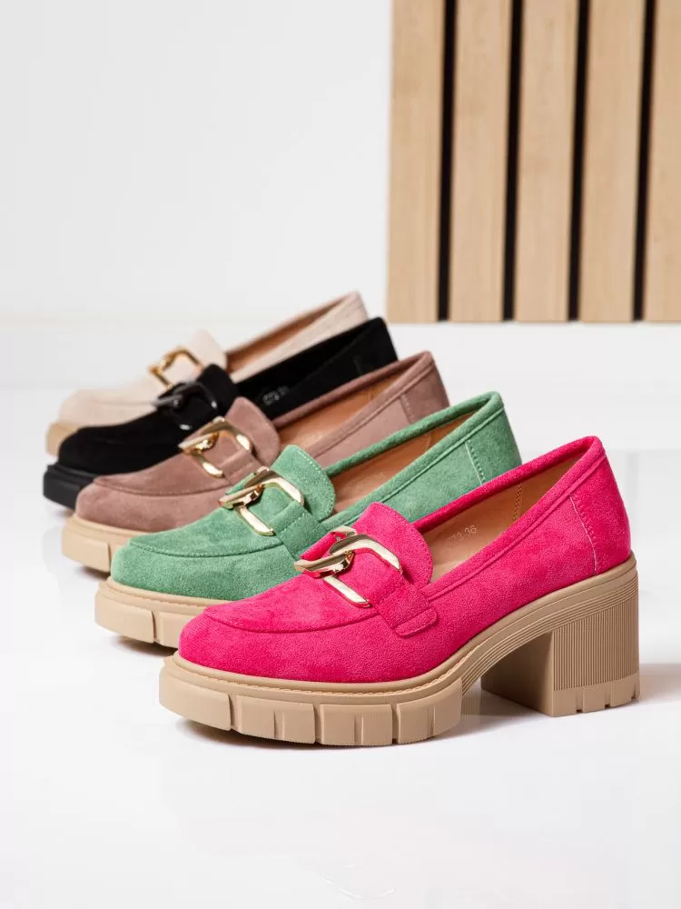 Pantofi casual dama verzi din piele ecologica intoarsa Mila #18744
