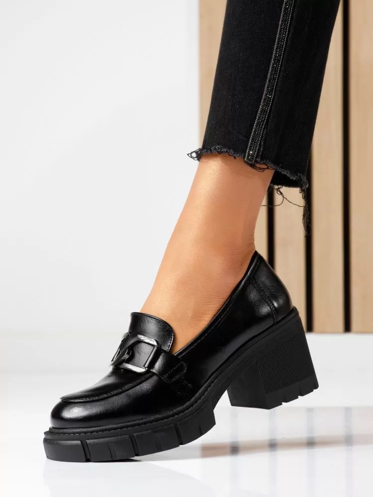 Pantofi casual dama negri din piele ecologica Mila #18746