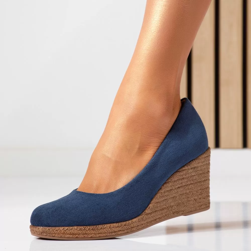 Pantofi dama cu platforma bleumarin din piele ecologica intoarsa Layla #18749