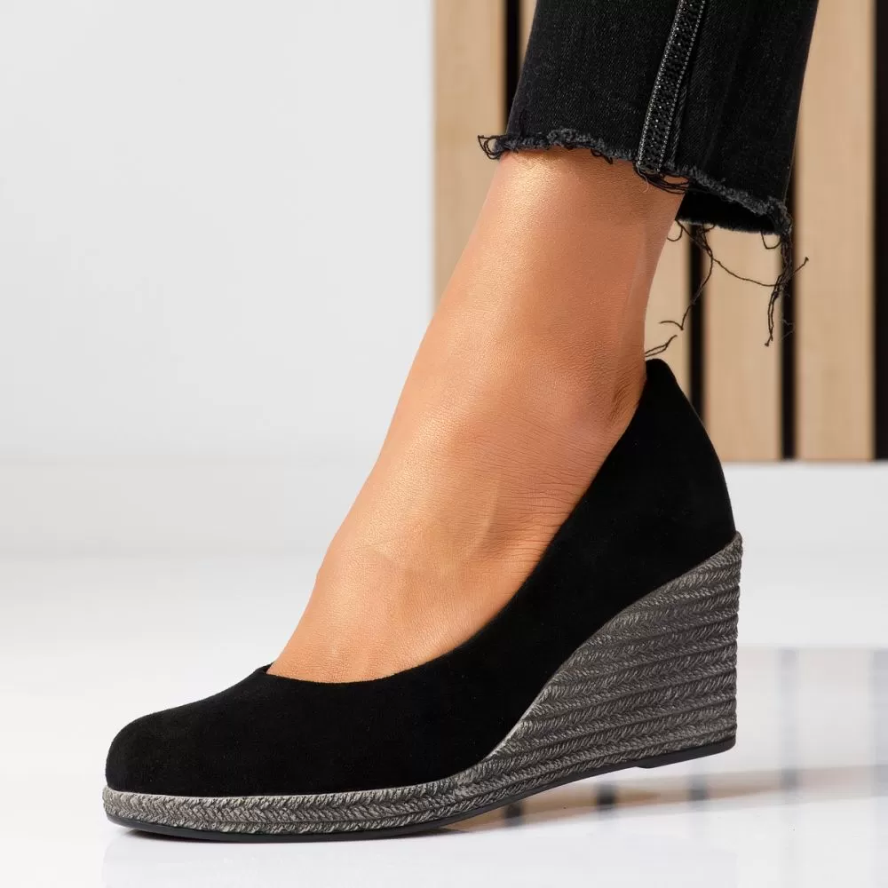 Pantofi dama cu platforma negri din piele ecologica intoarsa Layla #18750