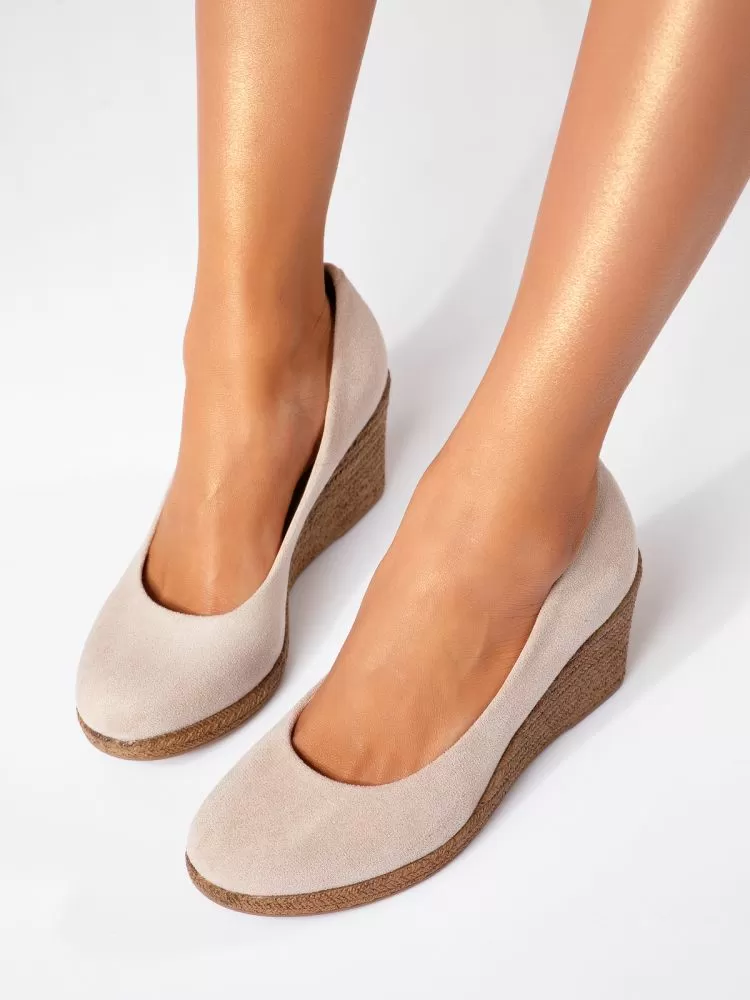 Pantofi dama cu platforma bej din piele ecologica intoarsa Layla #18751