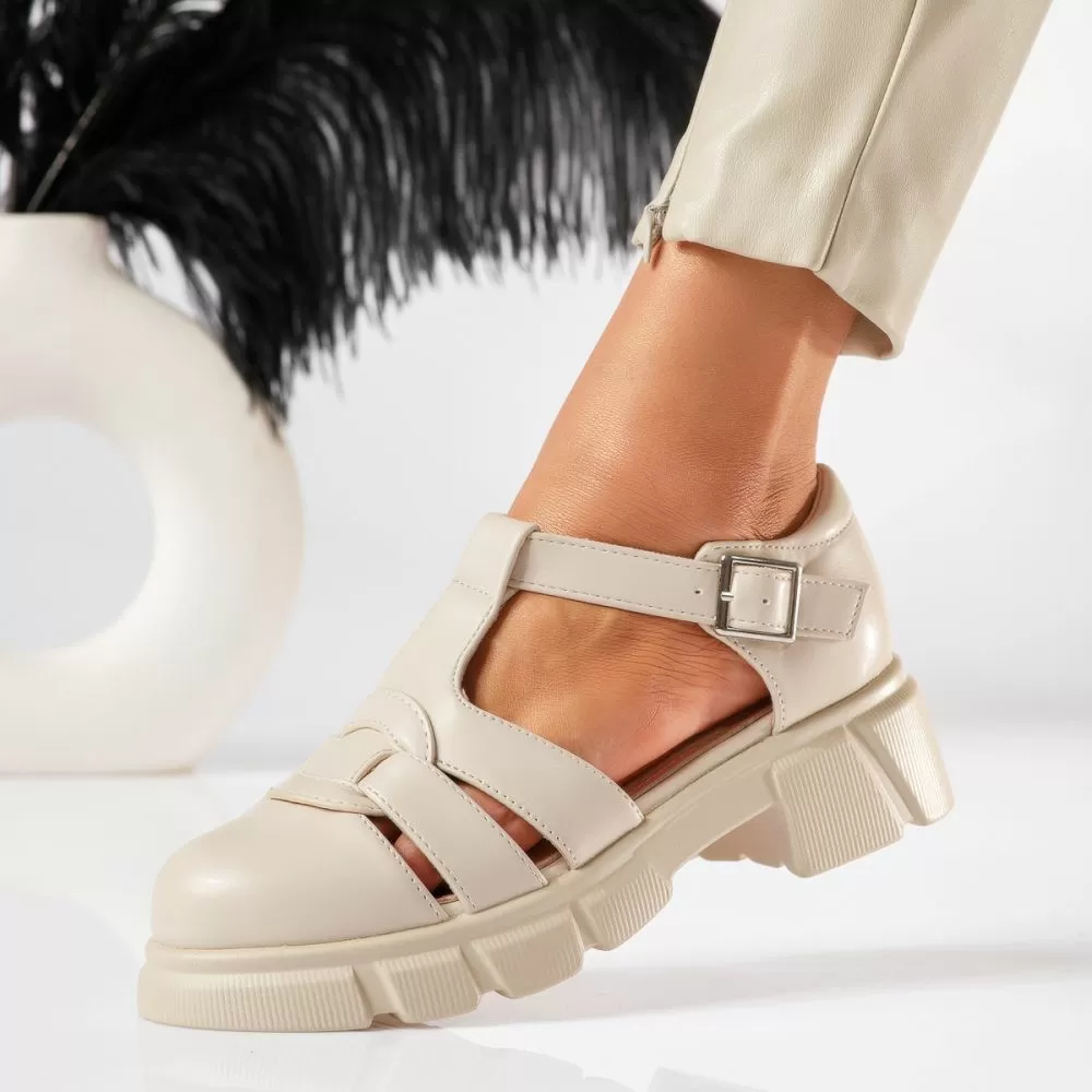 Pantofi casual dama bej din piele ecologica Reina #18841