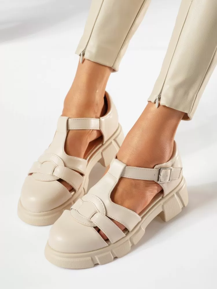 Pantofi casual dama bej din piele ecologica Reina #18841