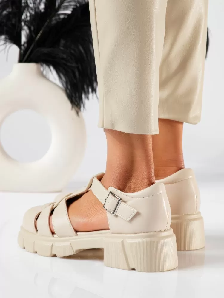 Pantofi casual dama bej din piele ecologica Reina #18841