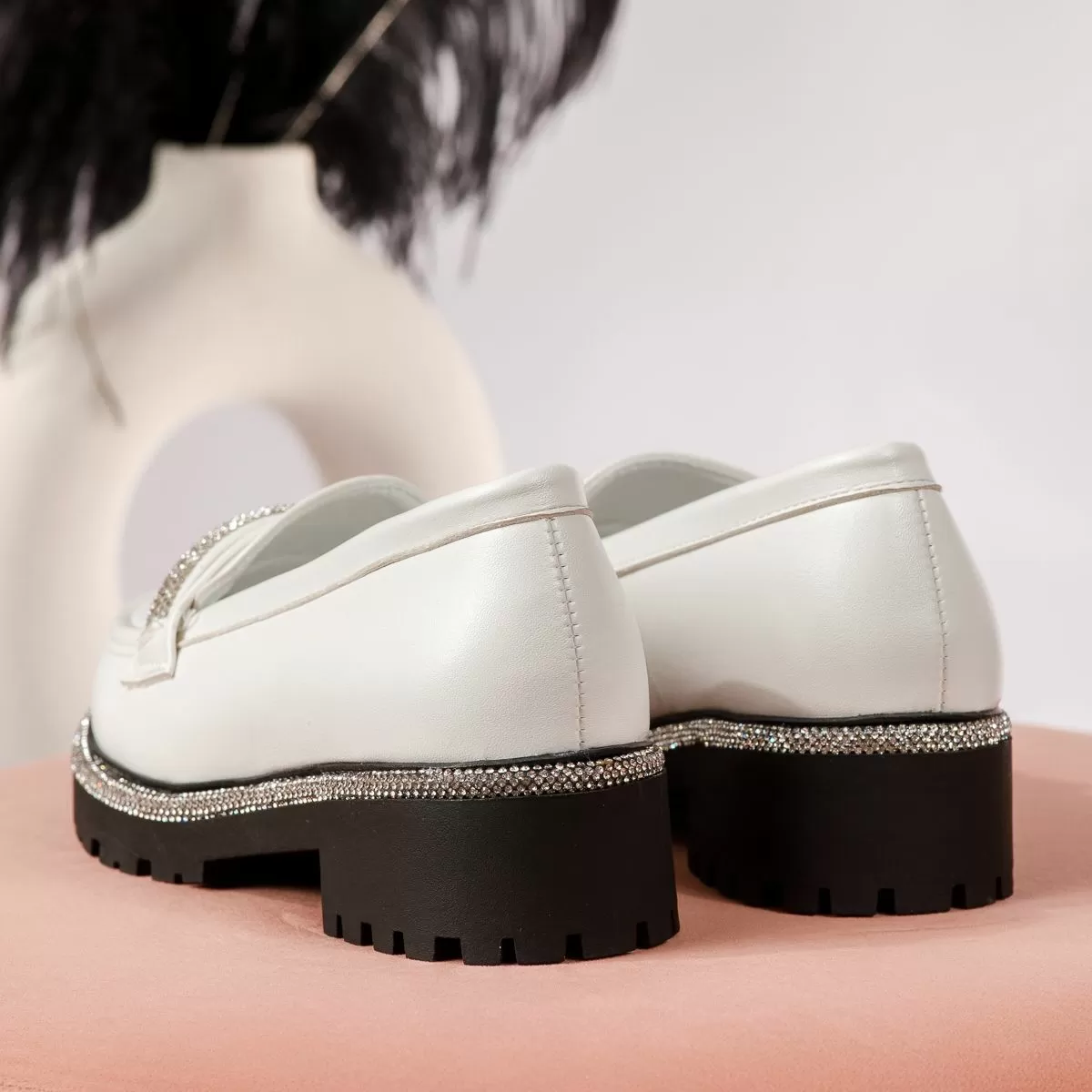 Pantofi casual copii albi din piele ecologica Bella #19126