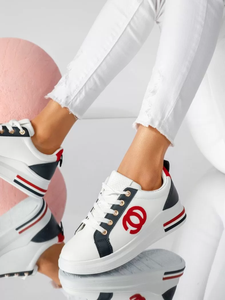 Adidasi dama albi din piele ecologica Bella #19209