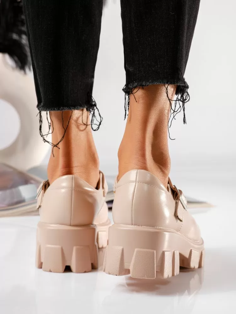 Pantofi casual dama bej din piele ecologica Maria #19235