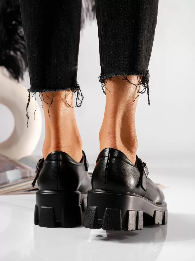 Pantofi casual dama negri din piele ecologica Maria #19236